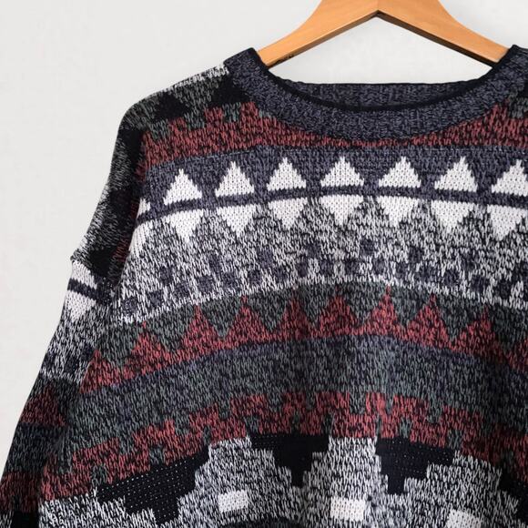 Grandpacore 90s Grunge Sweater Cabincore Indie Dark Academia Aztec Oversized XL - Picture 6 of 10